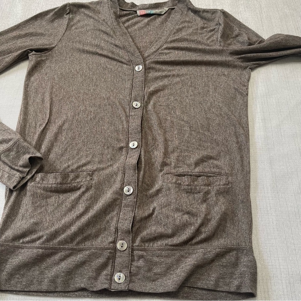Free People FP Beach Brown Metallic Sweater Cardigan. Size S - Picture 8 of 11